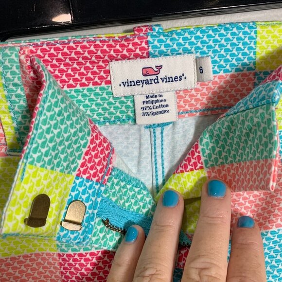 Vineyard Vines Whale Patchwork Every Day Shorts Womens Multicolor Stretch Size 6 - Picture 8 of 12